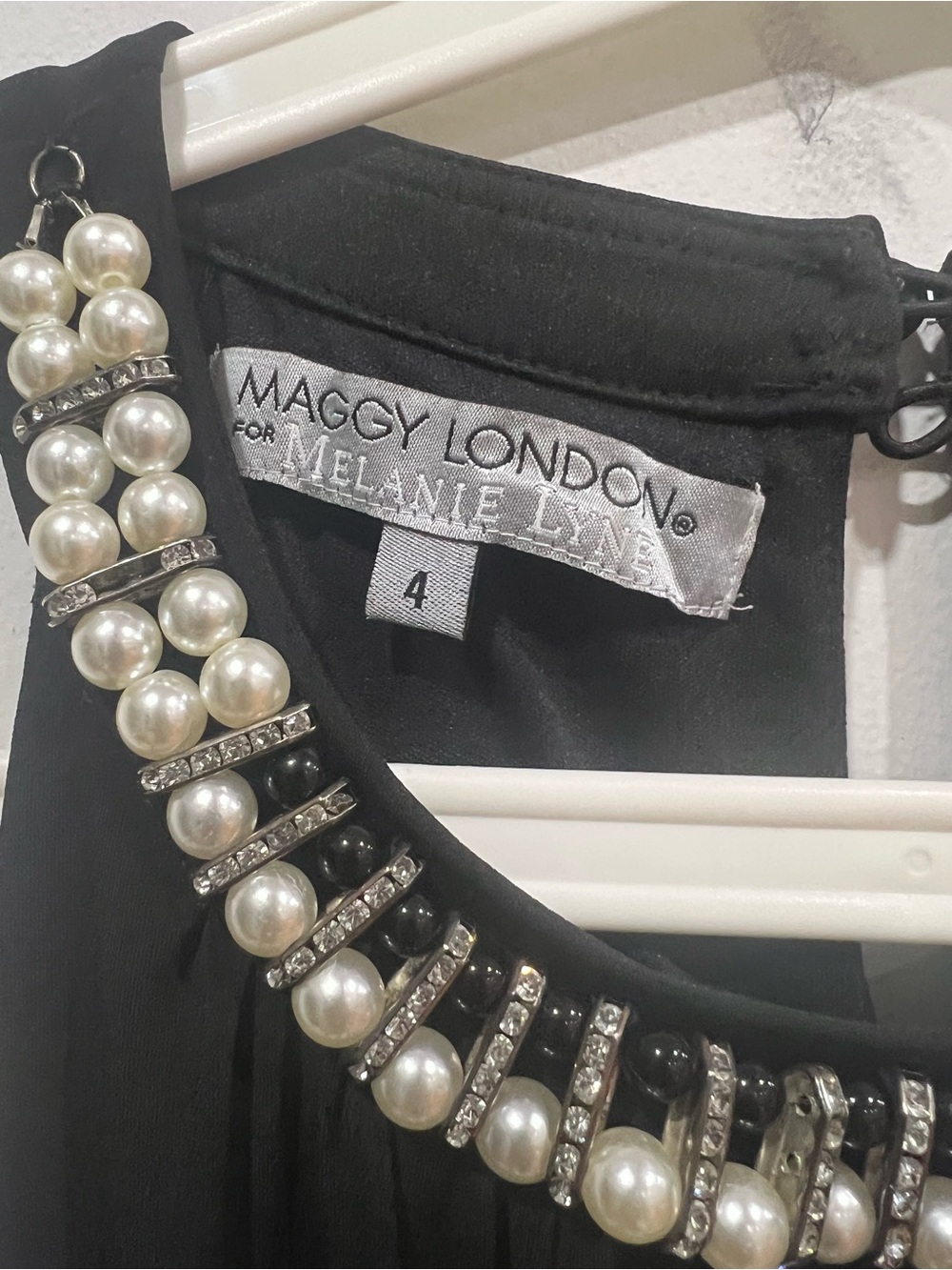 Maggy London Black Halter Jumpsuit with Beaded Neckline - Picture 3 of 5